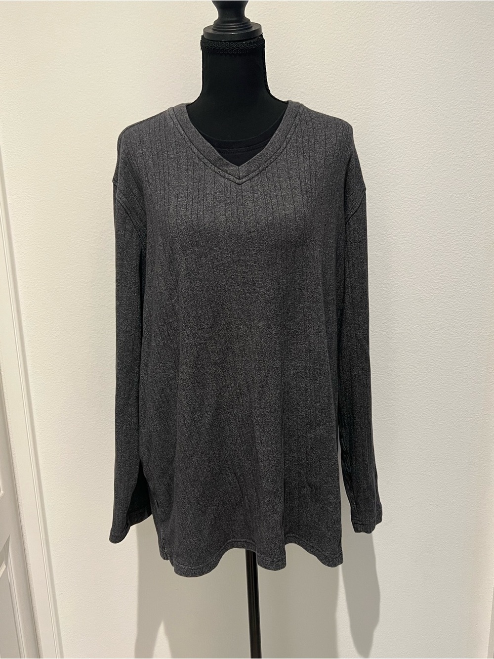 Covington Charcoal Ribbed V-Neck Sweater